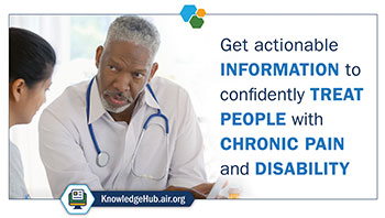A health professional meets with a patient. Providers need to get actionable information to confidently treat people with chronic pain and disability. 