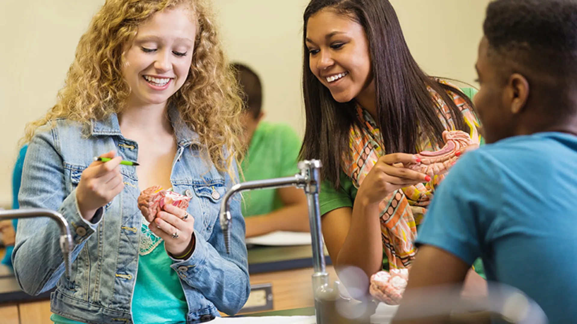 Students with educational models