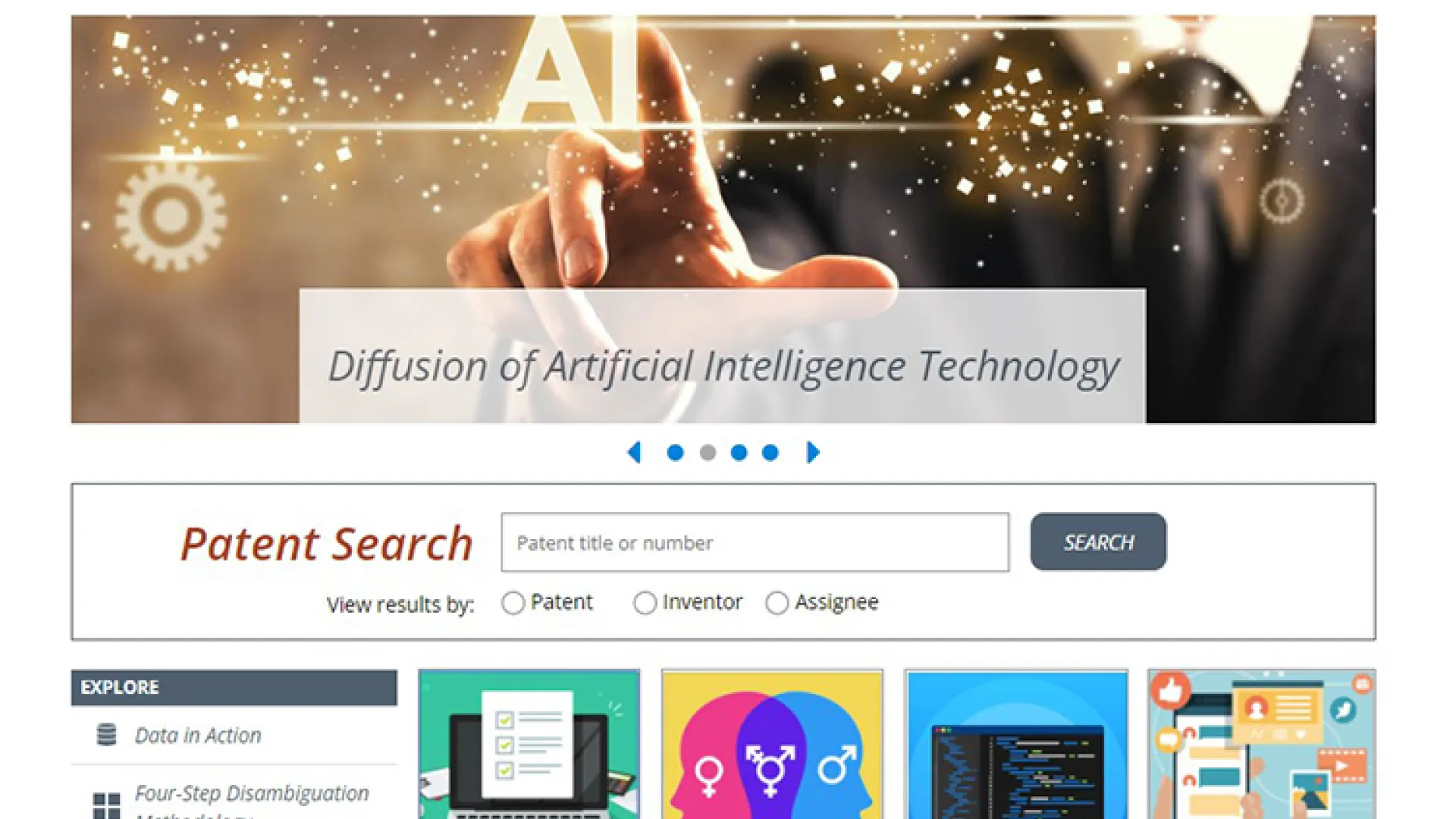 Screenshot of PatentsView