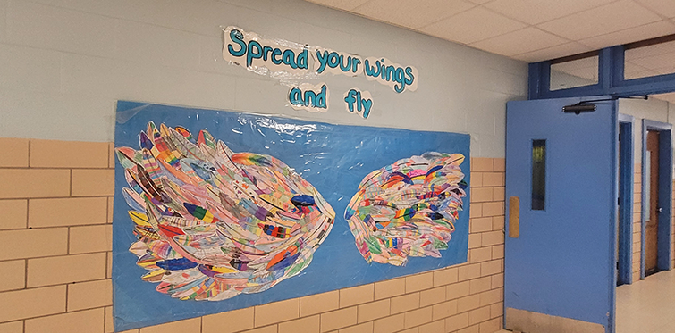 Spread your wings school hallway art
