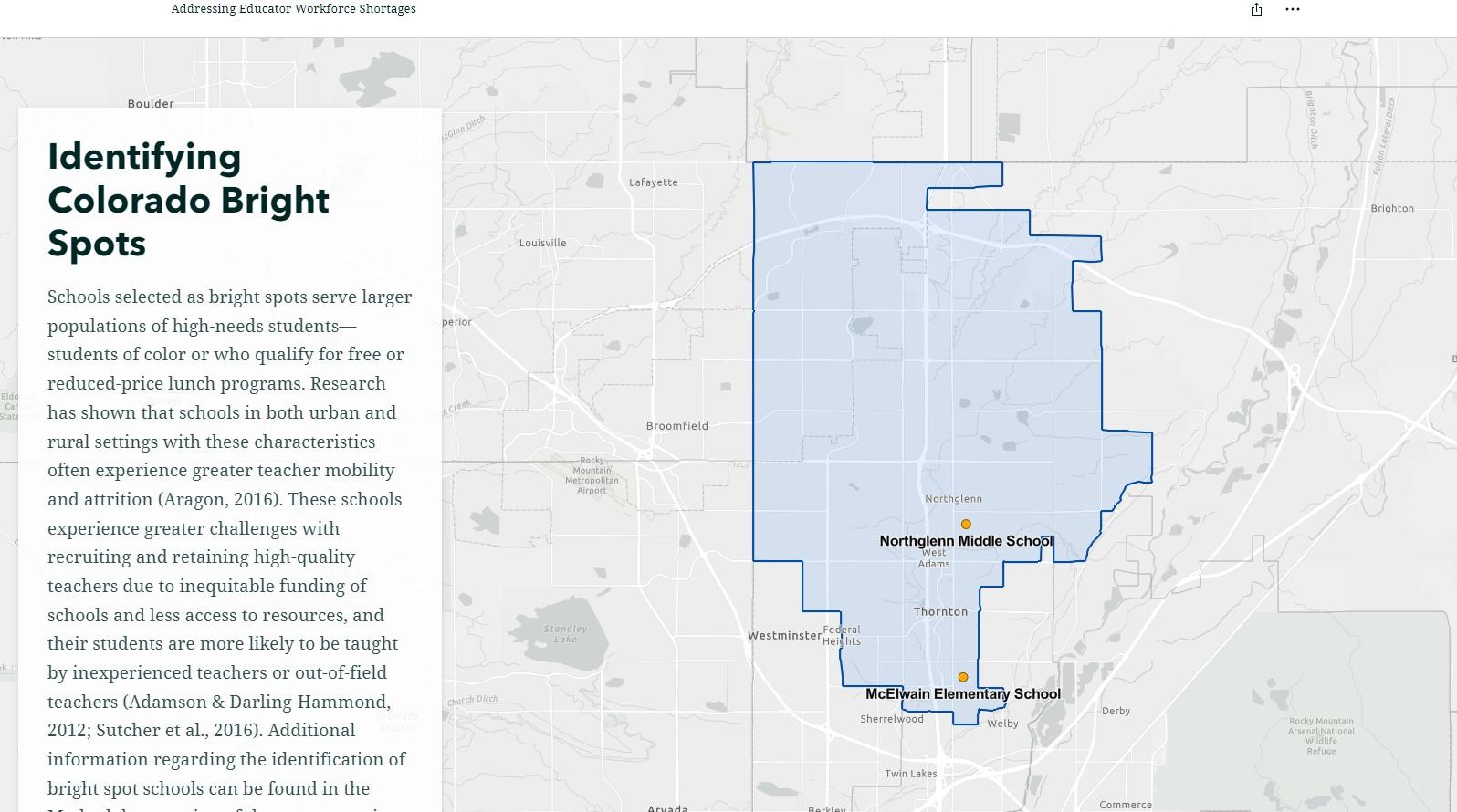screenshot of a frame from Colorado Bright Spots Story Map