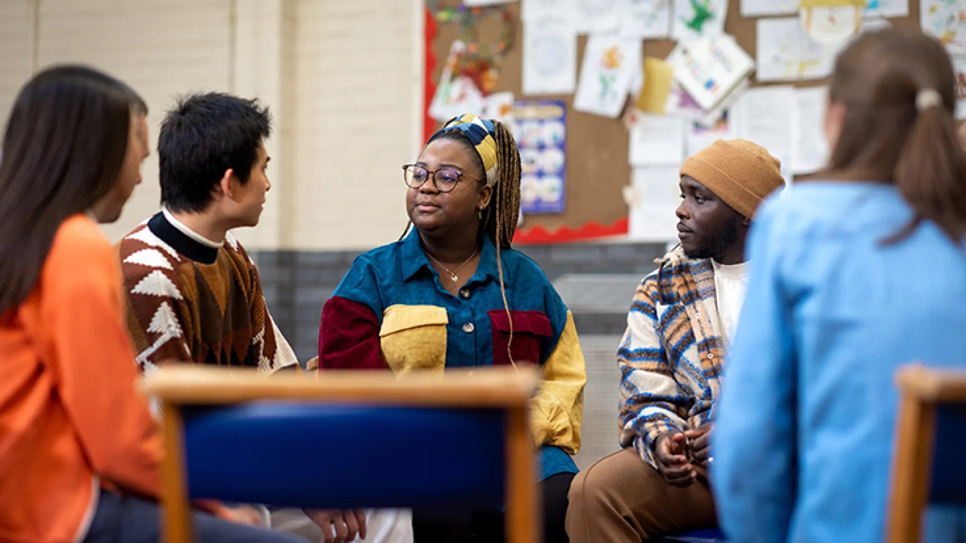 Community group talking in a circle