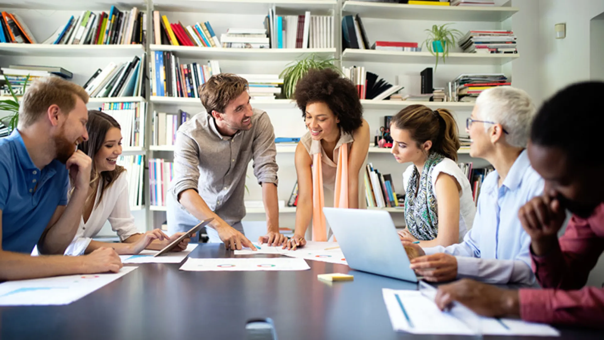 Staff meeting at conference table