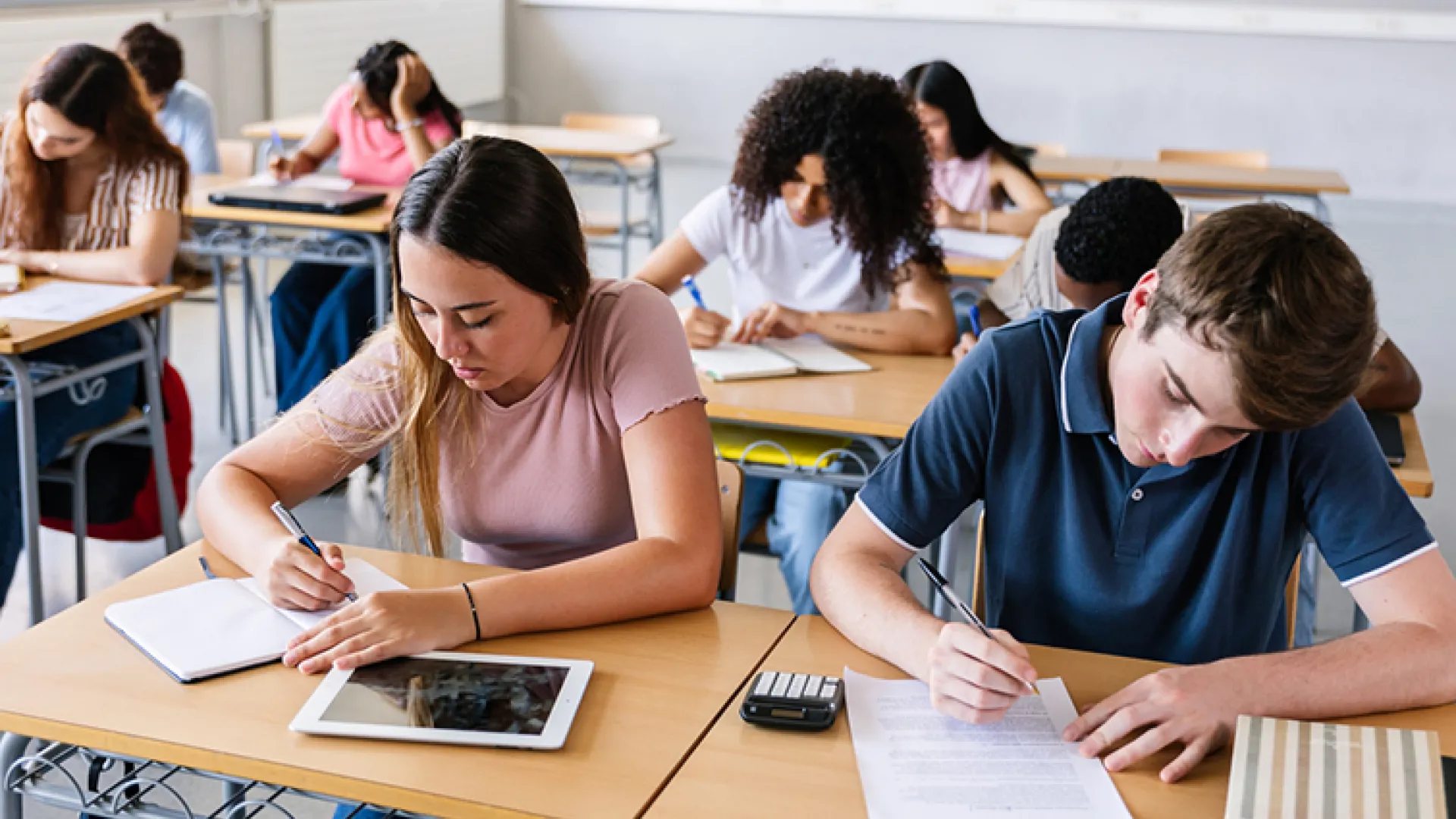 high school student doing schoolwork 