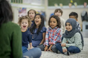 Image of a diverse group of preschoolers 