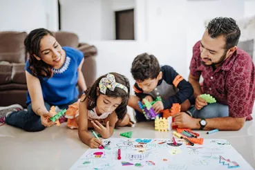 Family drawing at home together
