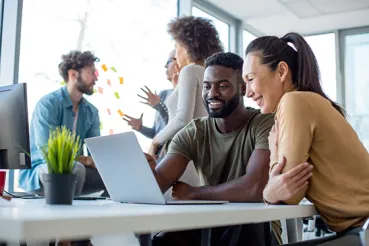 Smiling coworkers