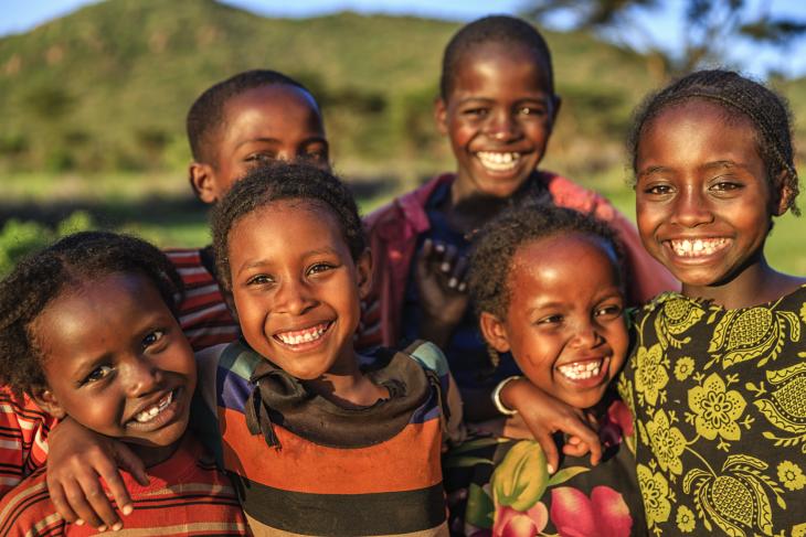 Group of happy African children