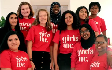 Image of girls wearing Girls' Inc. t-shirts