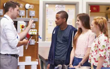 Instructor with college students