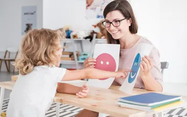 School therapist with young student