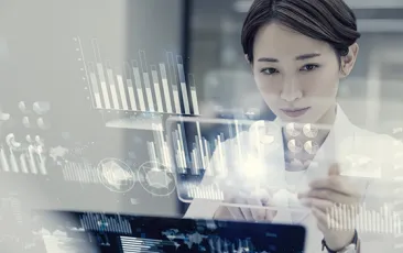 Woman researcher working with data