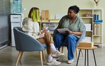 Teenager and counselor