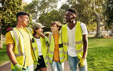 Youth working in a park together
