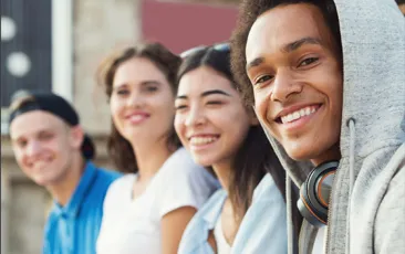 College kids smiling