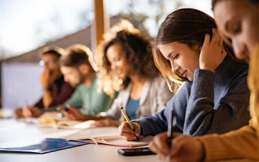 College students in a classroom