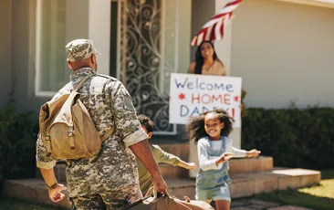 Soldier coming home to his family
