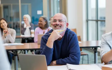 Man in training class