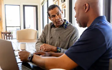 Adult men in discussion