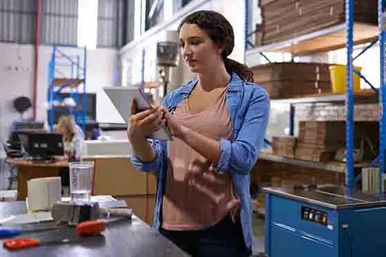 Young woman in a factory