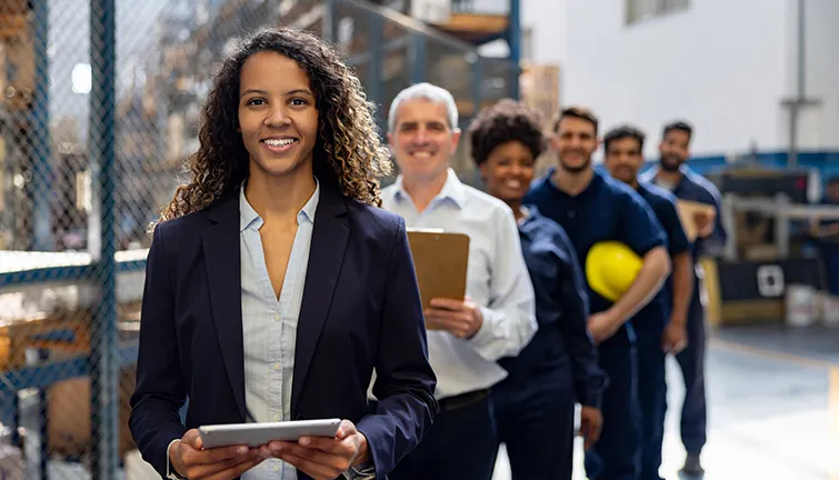 Group of coworkers in a factory