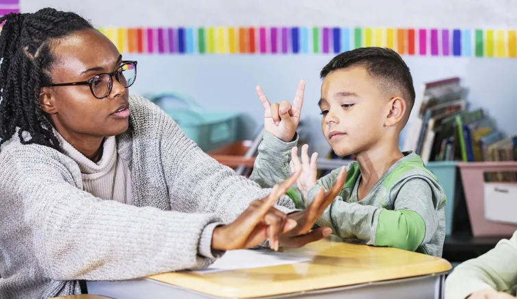 Math teacher and special education student