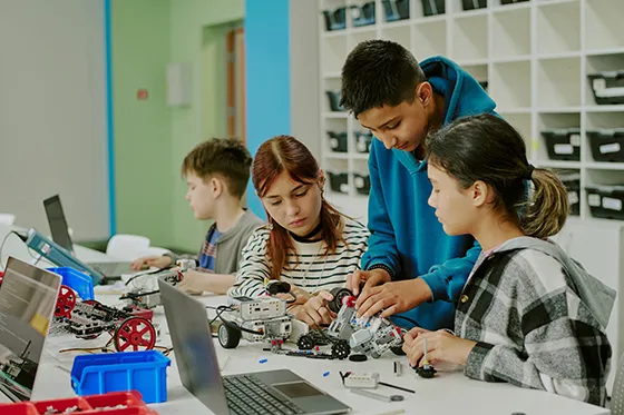Students working on a science project