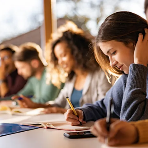 College students in a classroom