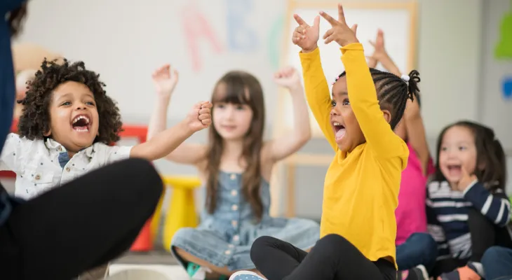 Excited kindergarten children