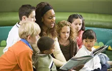 Teacher reading to students