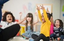 Excited kindergarten children