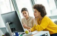 Female researchers collaborating