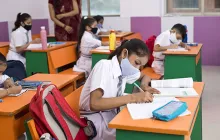 Female Indian student in class