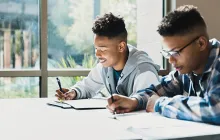High school students studying together