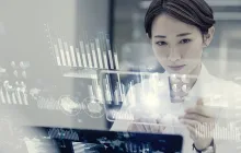 Woman researcher working with data
