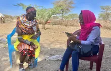 AIR data collector interviews a respondent in Samburu, Kenya as part of the PREG project