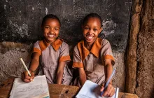 African little girls are learning English language, orphanage in Kenya