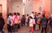 Primary school children with their teacher