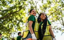 Recyclers women celebration after cleaning the public park