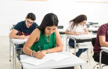 High school students taking a standardized test