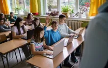 Students in class on laptops