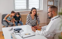 Family visiting rural doctor