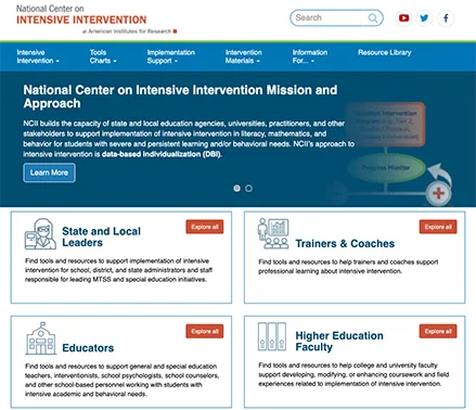 Intensive Intervention Center website screenshot