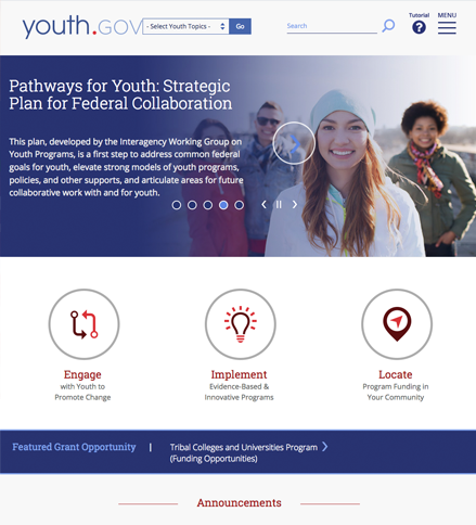 Youth.gov website screenshot